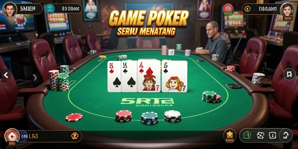 Screenshot gameplay 5RT yang menampilkan taruhan poker seru.