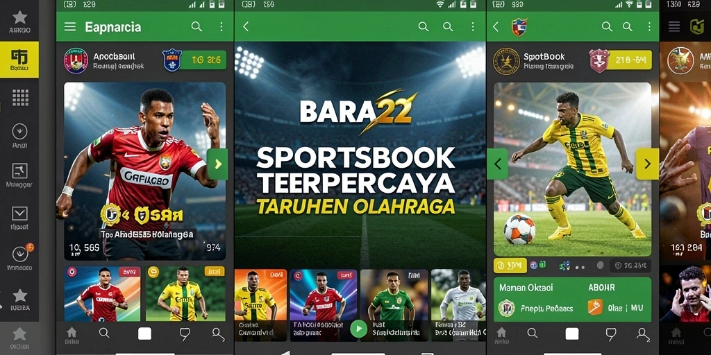 Tampilan utama BARA22 yang menunjukkan berbagai pilihan taruhan olahraga.