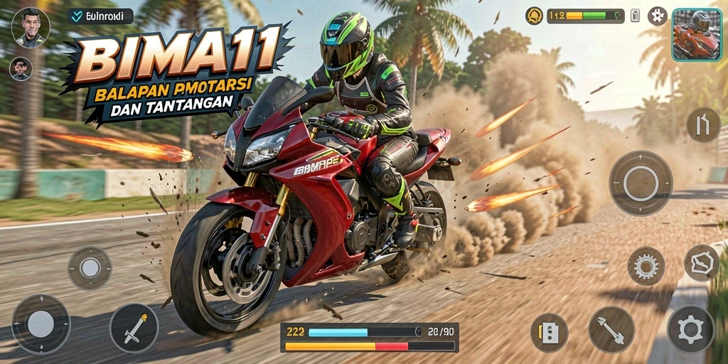 Gameplay seru dan grafis menawan dalam BIMA11 motor racing.