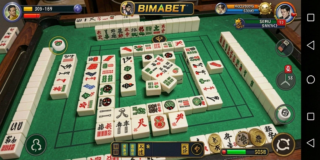 Screenshot utama BIMABET menampilkan gameplay Mahjong yang menarik.