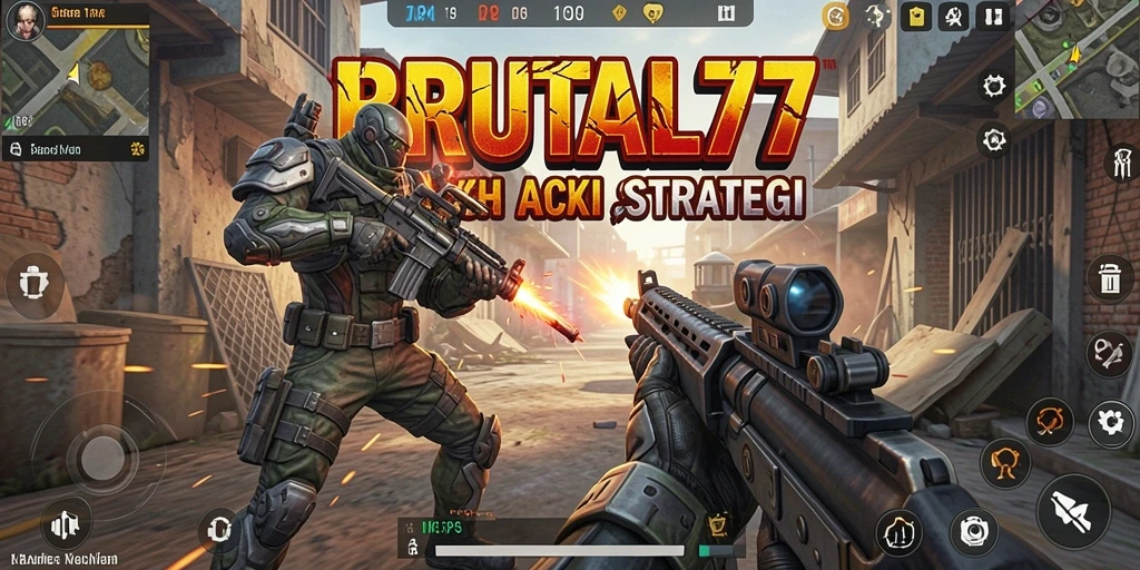 Tampilan seru dari gameplay BRUTAL77 yang mendebarkan.