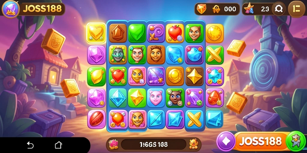 Tampilan gameplay JOSS188 yang penuh warna dan menarik.