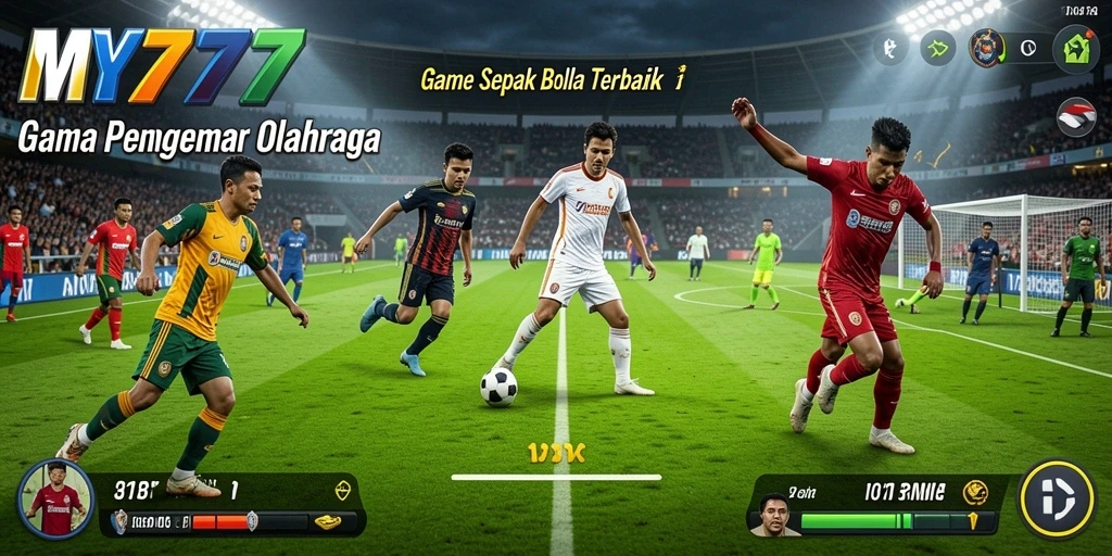 Tampilan gameplay MY777 yang mendebarkan dengan aksi sepak bola yang intens.