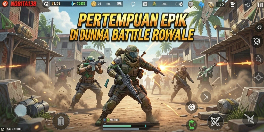 Tampilan gameplay NOBITA138 di arena Battle Royale yang mendebarkan.
