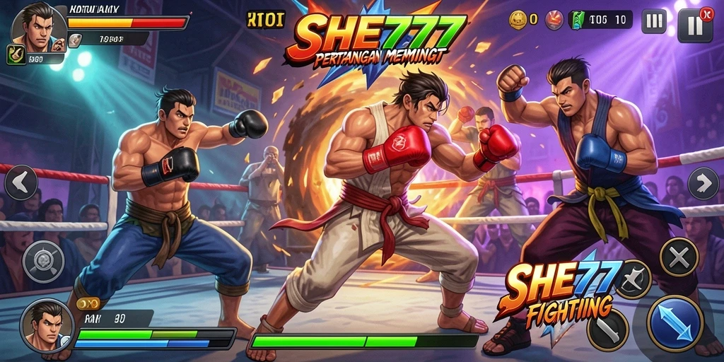 Gameplay seru dalam pertarungan di SHE777.
