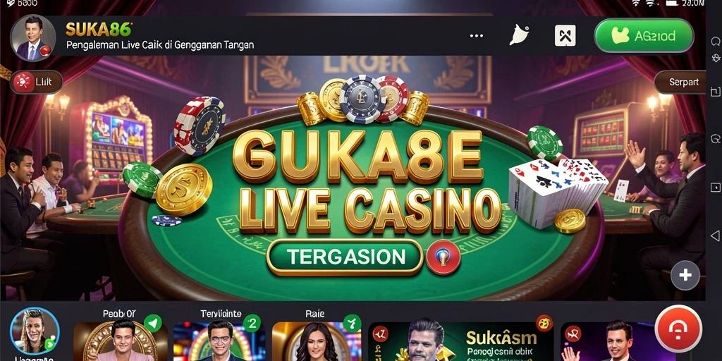 Screenshot utama SUKA86 menampilkan dealer langsung yang ramah dalam permainan kasino.