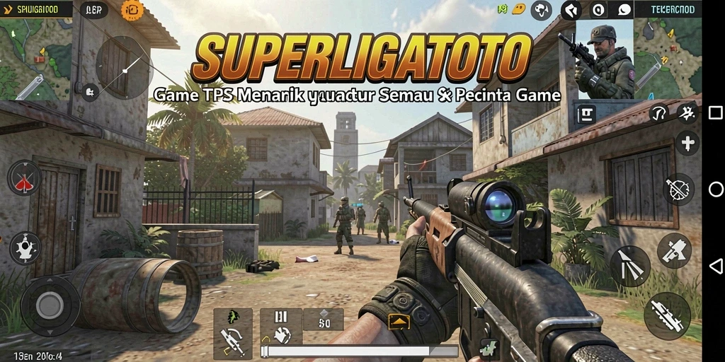Screenshot utama SUPERLIGATOTO yang menunjukkan aksi seru gameplay TPS.