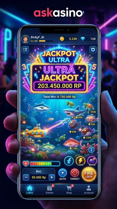 Tampilan antarmuka pengguna dari aplikasi askasino yang intuitif dan ramah.